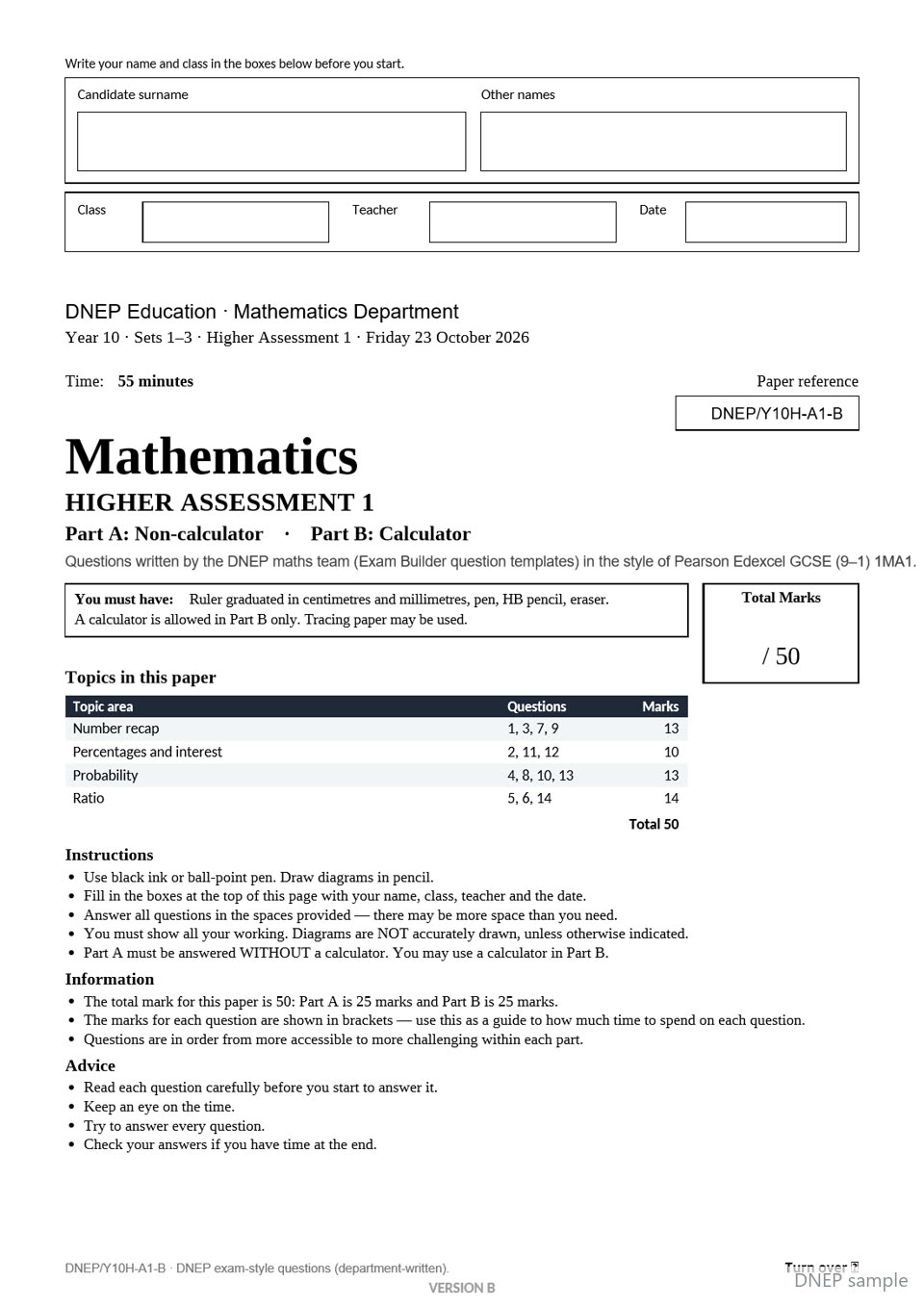 Assessment paper